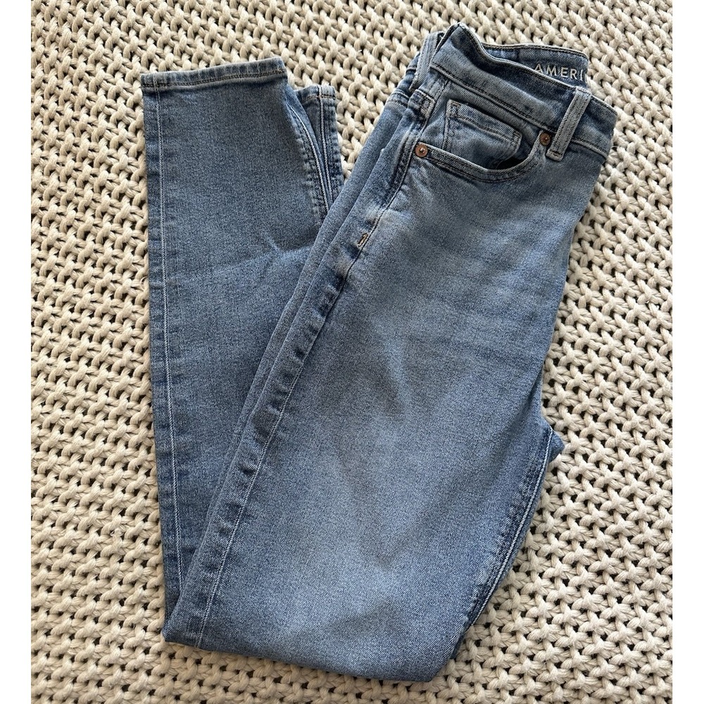 Womens American Eagle High Rise Stretch Jegging Jeans Size 0 Light Wash Ankle